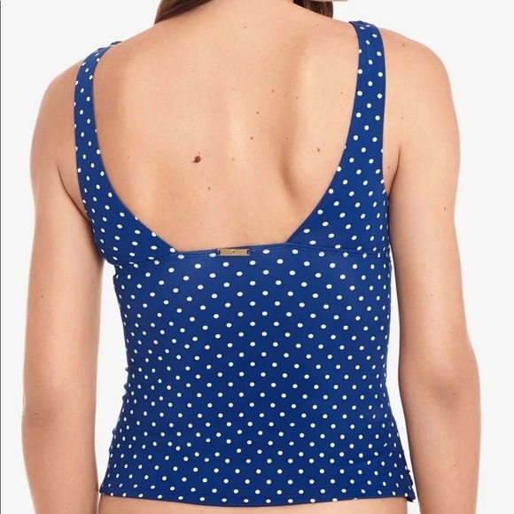 Lauren RALPH LAUREN Women's Blue Non- Removable Cups Ruffled Tankini Top - Picture 3 of 5